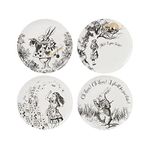 V&A Alice in Wonderland Side Plates, for Dinner, Afternoon Tea or Breakfast, Fine China, 20.5 cm (8"), Set of 4, White