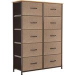 YITAHOME Dresser for Bedroom with 10 Drawers, Storage Drawer Organizer Unit, Chest of Drawers for Bedroom Living Room Closet, Sturdy Steel Frame, Wood Board, Fabric Drawers(Brown)