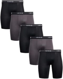 IZOD Men's 5 Pack Performance Cycle Boxer Brief, Black/Smoked Pearl/Black/Smoked Pearl/Black, L