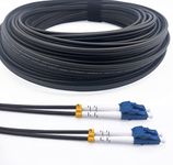 Elfcam® - 200m/656.1ft Outdoor and Indoor Shielded Armored Fiber Optic Cable LC/UPC to LC/UPC OS2 Singlemode Duplex 9/125μm LSZH, Black 200 Meters