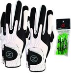 Zero Friction Male Men's Compression-Fit Synthetic Golf Glove (2 Pack), Universal Fit White/White, One Size, GL00112