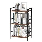 CADUKE 3 Tier Bookshelf, Industrial Small Bookcase, Wood and Metal Book Shelf, Rustic Etagere Bookshelf, Brown Bookshelves with Storage for Home Office Side End Table for Living Room Bedroom