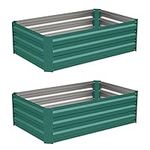 DKIEI 2 Packs Raised Beds Garden Raised Planters, 100x60x30cm Galvanised Steel Powder Coated Metal Raised Garden Kit for Plants Vegetables Flowers & Herbs Growing, Bottomless Planter Green