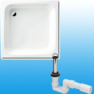 KALDEWEI Stahl-Duschwanne SANIDUSCH Duschtasse 90x90x14 cm SET mit Träger Ablauf