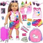 ZITA ELEMENT 23 Pcs American 18 Inch Girl Doll Accessories Suitcase Travel Set Including Clothes Backpack Pillow etc (NO Doll)