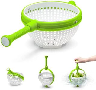 Dreamfarm Spina | Easy-To-Use Salad Spinner | Non-Scratch, Nylon Spinning Colander | Lettuce Spinner | Colander with Collapsible Handle | White & Green
