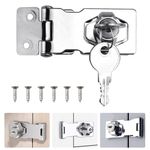 Keyed Hasp Lock Hasp and Staple with Padlock, ADERTOS Heavy Duty Shed Lock Door Lock Hasp Twist Knob Keyed Locking Hasp Safety Door Clasp Gate Lock with Key for Cabinets Cupboard Drawer Gate (2.5Inch)