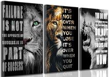 3 Pieces Office Inspirational Canvas Wall Art Modern Motivational Quotes Black And White Lion Pictures Wall Decor Inspiring Poster Print Artwork for Living room Man Room Bedroom Home Decoration