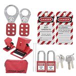 Lockout Tagout Kit, Hasps Safety Padlocks Circuit Breaker Locking Plug Lockout, Red Toolbox kit for Lock Out Tag Out Stations