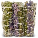 Bholi Sage Plus Sage Smudge Kit for Cleansing Negative Energy, Home and Creating The Energy of Happiness Rosemary & Lavender Sage Smudge Sticks with White Sage Pack of 3