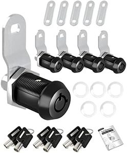 Naissian 2023 RV Locks for Storage Door, Cylinder Cam Lock for RV Storage Door, Toolbox, Tool Cart, Guns Safes Secure Locks, 7/8", 90°Turn, Pack of 5 with 6 Key Alike, Matte Black