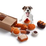 Nocciola 10 Pack Bread Dog Toys with a Grocery Bag,Crinkle Squeaky Dog Toys to Keep Them Busy, Small Dog Toys for Boredom,Durable Plush Dog Toys for Small Medium Dogs, Cute Stuffed Puppy Toys