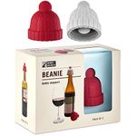 Beanie Wine Stopper | 2 Wine Stoppers in 1 Pack | Cute Wine Accessories | Fun Kitchen Gadgets | Knit-Beanie-Shaped Wine Bottle Stopper w/a Pom-Pom |by Monkey Business