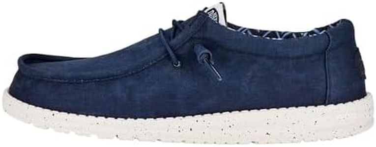 Hey Dude Men's Wally Stretch Canvas Navy Size 10 | Men's Shoes | Men Slip-on Loafers | Comfortable & Light-Weight