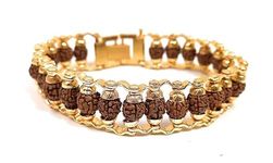 Retrend Design® Gold Plated 5 Mukhi Rudraksha Bracelet Original Certified Gold Plated Real Panchmukhi Modern Rudraksha Bracelet for Astrological Purpose Meditation and Prayer for Men & Women