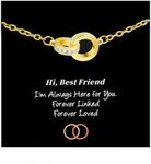 Friendship Bracelets,Dainty Interlocking Circles Cubic Diamond Charm Link Bracelet-Friendship Gifts for Women,Birthday Gifts for Female Friends, Her, Girl, BFF, Bestie, 7.2, brass steel plated with