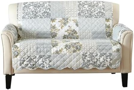 Patchwork Scalloped Printed Furniture Protector Stain Resistant Loveseat Cover (Loveseat, Grey)