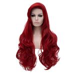 ATAYOU® Long Women Wavy Red Synthetic Cosplay Wig For Women Halloween And Party Fancy Dress with 1 Wig Cap (Red 241)