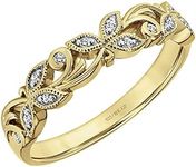 Floral Vine Leaf 0.07 Cttw Diamond Wedding Band or Anniversary Ring 10K White Gold, Yellow Gold, 925 Sterling Silver or 18K Yellow Gold Vermeil (I-J Color, I3 Clarity), by Brilliant Expressions, Diamond,