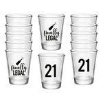Finally Legal 21st Birthday Party Shot Glass - Set of 12, 1.75oz Black and Clear 21st Birthday Shot Glasses, Perfect for Birthday Parties, Birthday Decorations