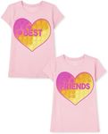 The Children's Place Girls Short Sleeve Graphic T- Shirt 2-Pack, Best/Friends, Large