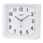 CASIO TQ-482-7JF Alarm Clock, White, Standard, Analog, Electronic Sound Alarm with Light