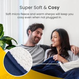 Cosi Home Heated Throw Blanket – Navy, Soft Electric Fleece