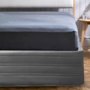 Ramesses Bed Skirt Wrap Around Dust, Smooth and Clear Appearance and with Easy to Put on 14 Inch Drop (Grey, Queen)