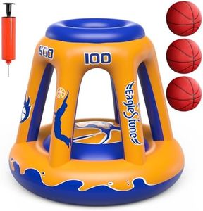 EagleStone Pool Basketball Hoop Toys for Kids Ages 4-8,8-12, 47" Inflatable Floating Basketball Hoop for Pool, Swimming Pool Floats Game for Adults,3 Basketballs/Pump,Summer Outdoor Water Toy, Yellow
