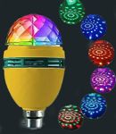 GHQ® Multicolor 360° 12W Crystal Disco Rotating B22 Bulb lights (1-Pc Combo) For Party Home Office Bedroom Restaurants Diwali Festival Decoration Bulbs WaterProof Copper Wire (1-Year Warranty, Indian)