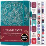 Legend Planner - Deluxe Weekly & Monthly Life Planner to Hit Your Goals & Live Happier. Organizer Notebook & Productivity Journal. A5 Hardcover, Undated - Start Any Time + Stickers-Viridian Green Gold