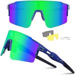 Ukoly Cycling Sunglasses for Men Women with 3 Interchangeable Lenses, Polarized Sports Sunglasses, Baseball Sunglasses