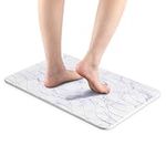 Navaris Diatomaceous Earth Bath Mat - Diatomite Stone Floor Mat for Bathroom and Shower - Quick Dry, Non Slip, Absorbent 23.6" x 15.4" - White Marble Print