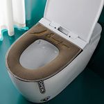 Thicker Bathroom Soft Toilet Seat Cover Pad with, Handle Toilet Lid Cover Cushion Soft Thicker Washable,Soft Thicken Warm Cover Pad Cushion for Bathroom, Fits Elongated Toilet Seats (Brown)