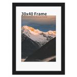 30x40 cm Frame, Photo Frames for 30x40 cm Pictures, Black Wood Photo Frames with Mat and Plexiglass for Table Top and Wall Mounting, Poster Frame with Elegant Classic Design