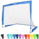 GoSports Team Tone 4 ft x 3 ft Portable Soccer Goal for Kids - Pop Up Net for Backyard - Royal Blue