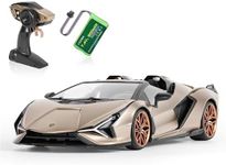 MIEBELY Lamborghini Remote Control Car, 1:16 Scale Lambo Toy Car 7.4V 500mAh Officially Licensed 12Km/h Rc Cars with Led Light 2.4Ghz Model Car for Adults Boys Girls Birthday Ideas Gift (Champagne)
