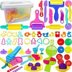 Jiosdo Play Dough Tools, 53 Pcs Playdough Sets for Kids, Playdough Tools and Cutters, Playdough Sets with Storage Bag, Extruders Molds Rolling Pin Kitchen Creation Dough Accessories for Toddlers