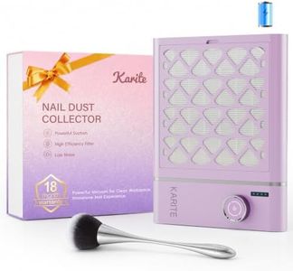 Karite Nail Dust Collector, Upgrade Vacuum Dust Collector with 30pcs Papers, 5000RPM Power Suction, 6000mAh Rechargeable Dust Collector Nail Tech, Cordless for Easy Use and Cleaning (Taro Purple)