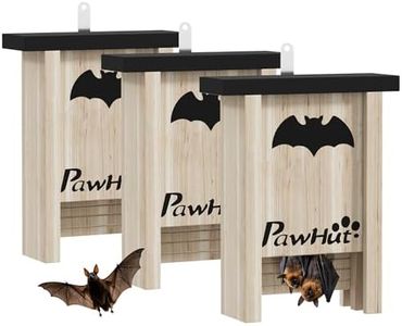 PawHut Wooden Bat Houses, Pack of 3 for Outdoor, Garden, Farm, Easy to Land and Roost, Designed to Attract & Easy to Hang, 18 x 6 x 22.5 cm