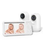momcozy Baby Monitor with 2 Cameras, 5 Inch 1080P Split Screen Video Baby Monitor with Built-in Wide Angle Lens, with Camera and Audio, No WiFi, 5000 mAh Battery, Infrared Night Vision, 960 Feet Range