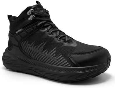 OrthoComfoot Men's High Top Waterproof Orthotic Hiking Boots, Arch Support Plantar Fasciitis Relief Walking Ankle Boots, Wide Toe Box Shoes for High Instep Camping Trekking Daily Wear Black,Size 9.5