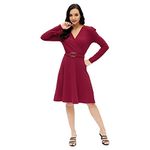 Harpa Women's Cotton Fit and Flare Standard Length Dress (GR6325_Maroon_XS)