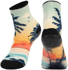 RANDY SUN Ankle Quick-Dry Barefoot Beach Socks with Anti-Slip TPE Sole, Breathable Lightweight Shoes for Sand, Seamless Aqua Socks, Beach Palm Size 31