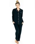 Kindred Bravely Clea Bamboo Classic Long Sleeve Maternity & Nursing Pajama Set (Black, Small)