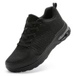 LUPWEE Safety Trainers Slip Resistant Steel Toe Cap Trainers for Men Women, Puncture Proof Safety Shoes Breathable Comfortable Industrial Work Shoes,Black 10.5