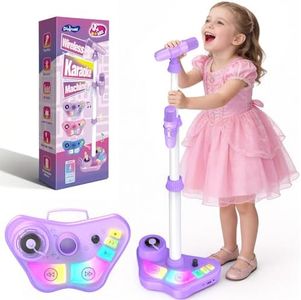 Dislocati Girls Toys Age 3-12, Karaoke Machine 2 Microphones with Adjustable Stand Birthday Gifts for Girls Microphone for Kids Toys Age 3 4 5 6 7 8 9 10 Year Old Girl Gifts