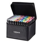 sanipoe 120 Colors Dual Tip Alcohol Based Markers Set - Permanent Sketch Markers for Drawing, Coloring, and Illustration - Ideal for Kids and Adults