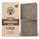 Viking Revolution - Mens Soap - Sandalwood Soap - Soap Bar Men with Essential Oils Cold Pressed - Coconut Oil, Shea Oil, Almond Oil - 2 x 140 g