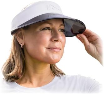 VISTO Wide Brim Sports Visor with Transparent Brim - Visual Clarity, No Glare & Complete UV Sun Protection with 360-Degree Views - 100% Chino Cotton with Adjustable Velcro Closure - White
